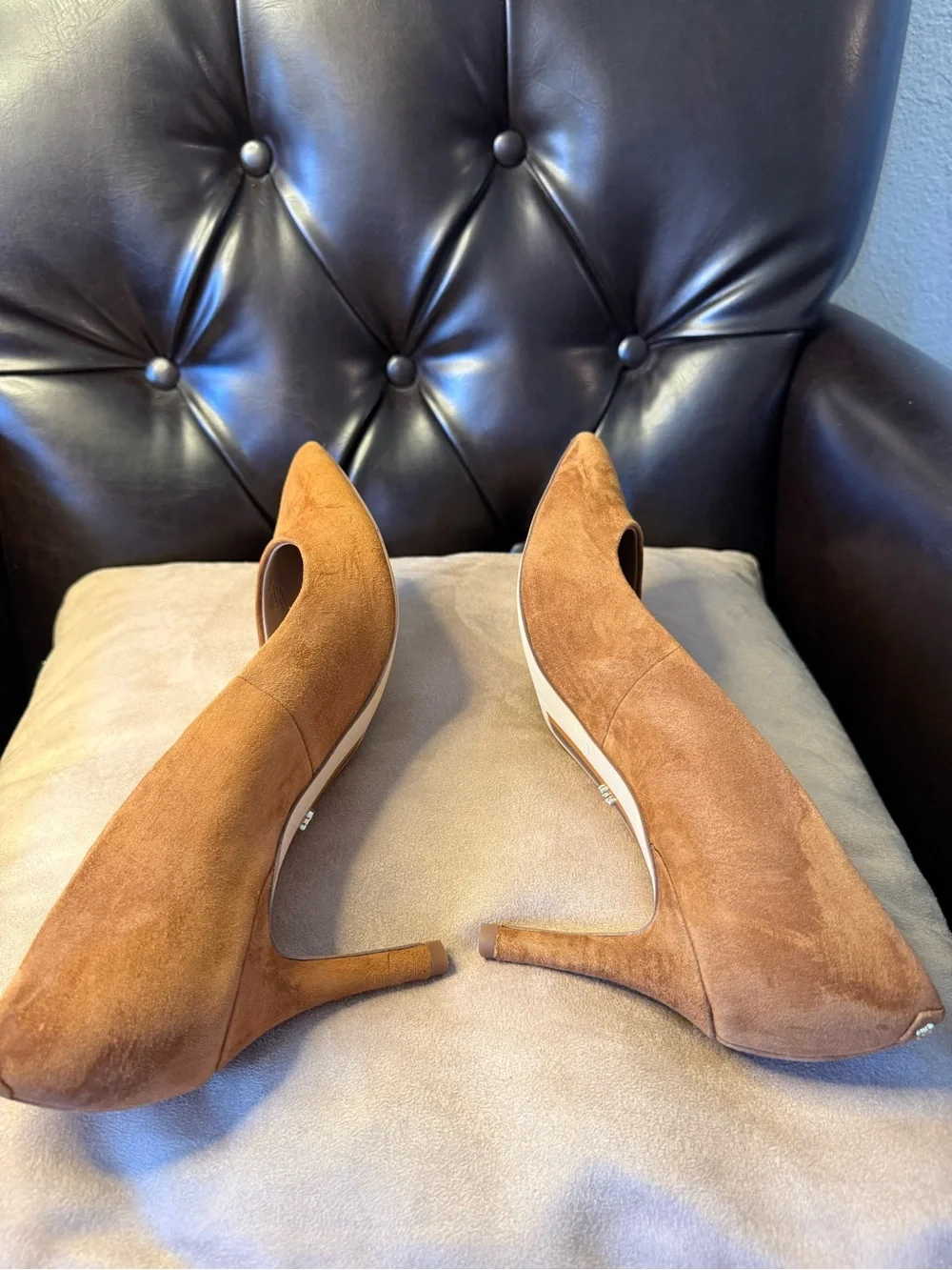 Sam Edelman Vienne Suede Pointed Toe Pumps Cognac Brown - Sz 10.5